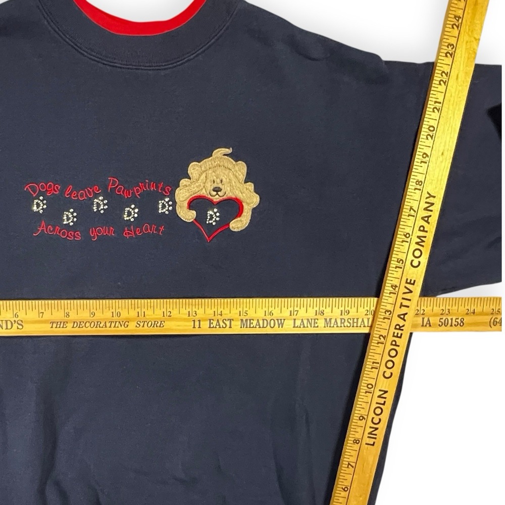 Y2K M & C Sportswear Womens Med Grandmacore Sweatshirt Dogs Pawprints Sparkle - Picture 10 of 11